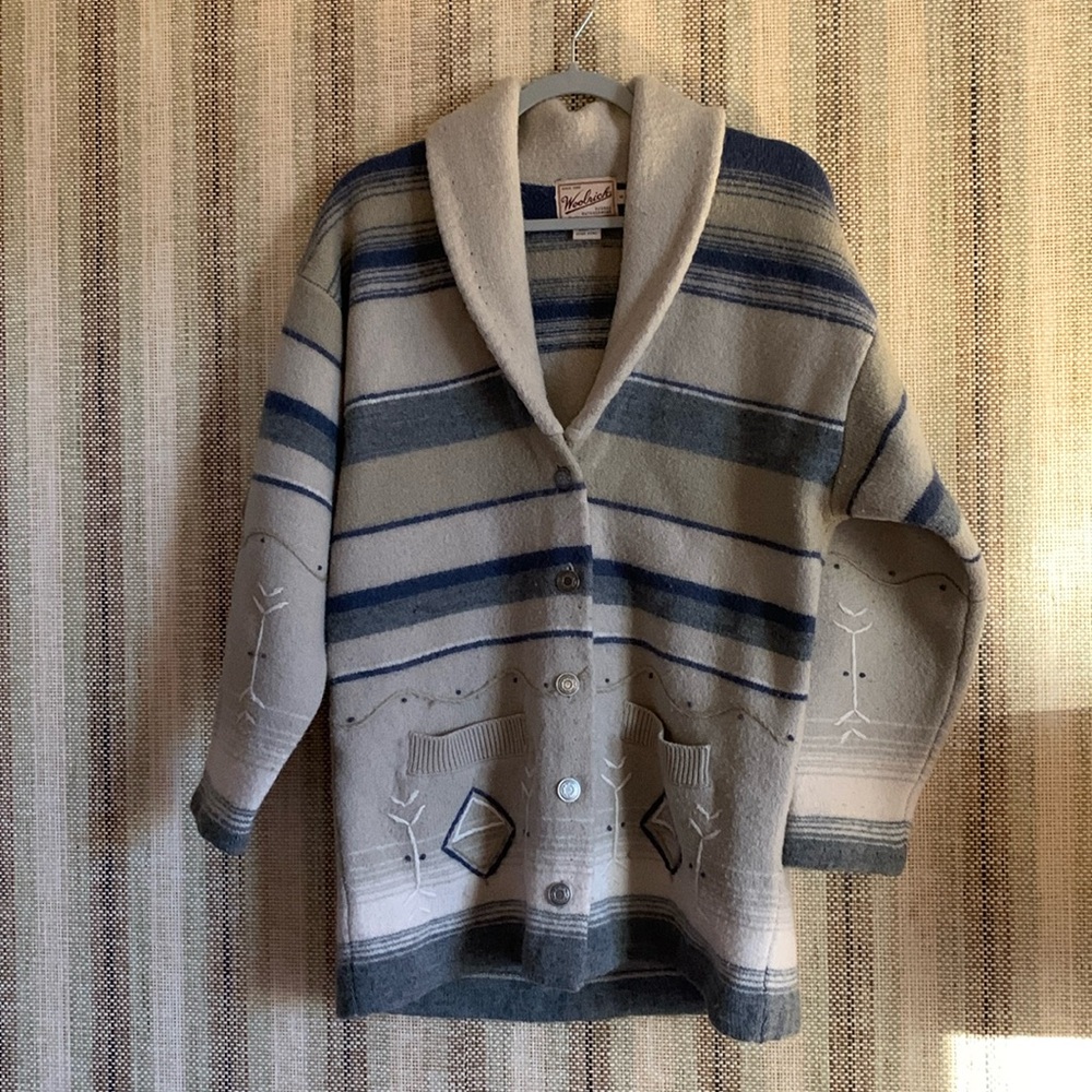 Woolrich Cardigan Sweater 100% Wool Winter Multi Colored Size Small Women